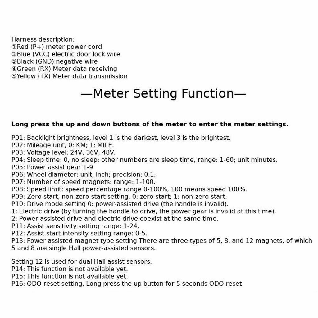 SW900 Electric Bicycle LCD Display Meter 24/36/48V Control Panel E-bike Scooter
