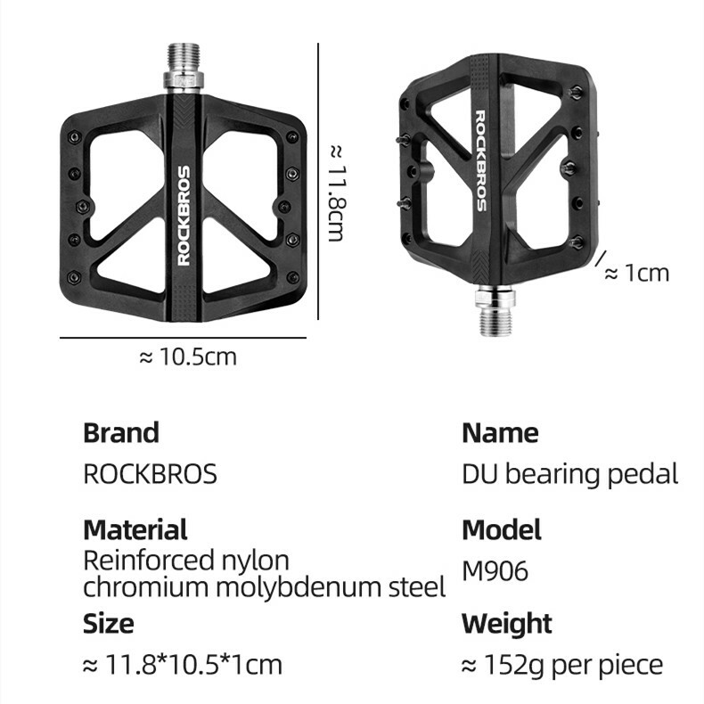 ROCKBROS Bike Nylon Pedals Flat Road BMX Mountain Bike 1 Sealed Bearing Pedal