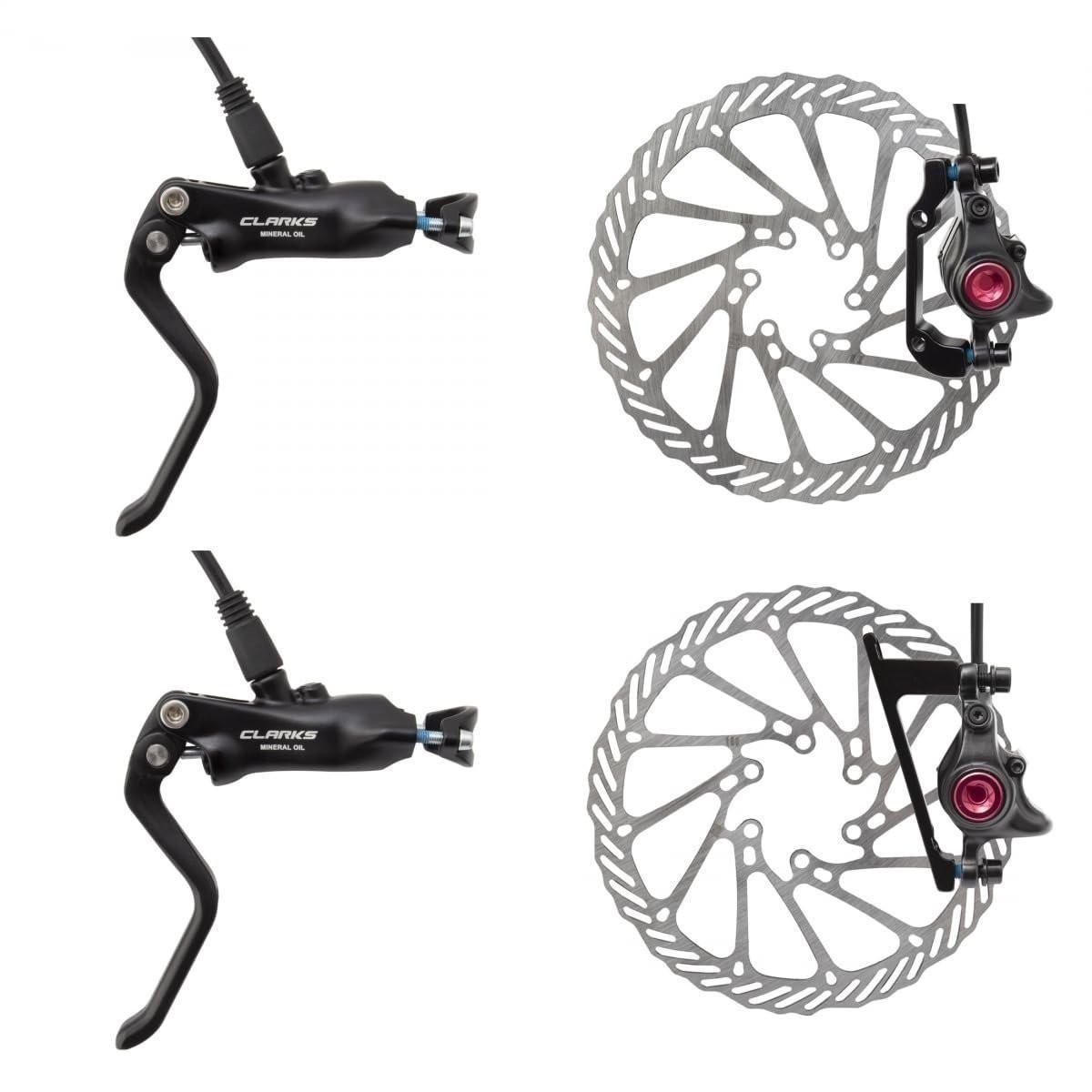 Clarks M3 Hydraulic Disc Brake Pair Standard Post Mount 180/160mm Mineral Oil