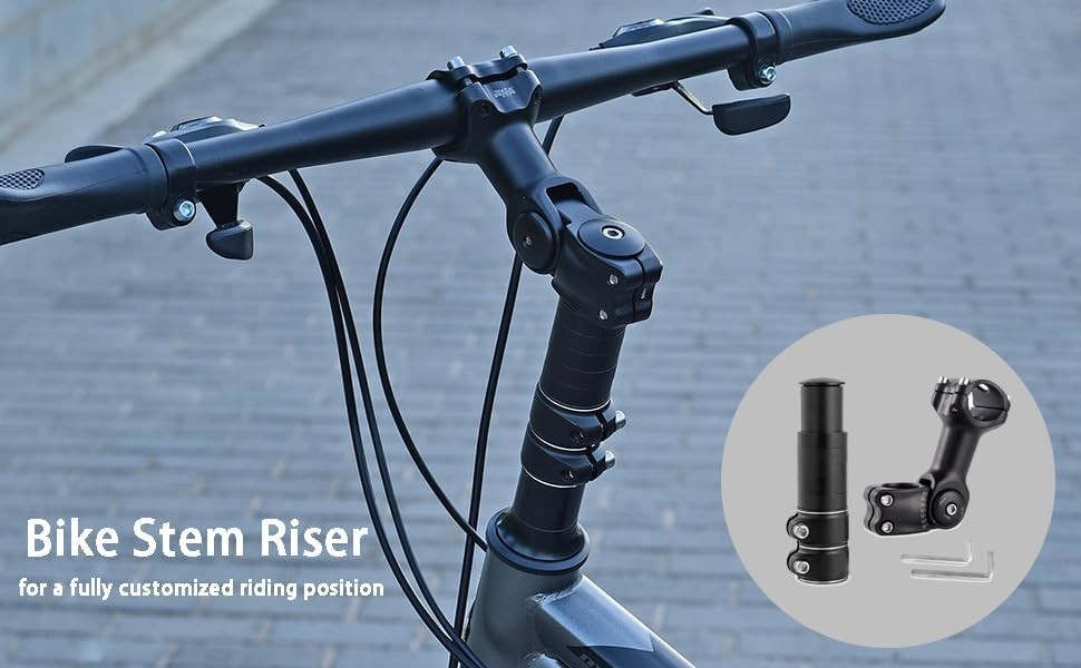 Adjustable Bike Stem Riser, Bike Handlebar Extender Set 31.8mm 60° for Mountain