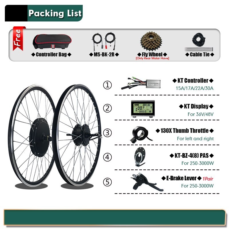 Ebike Conversion Kit 36V 48V 350W 500W 1000W 1500W Front/Rear Hub Motor Wheel