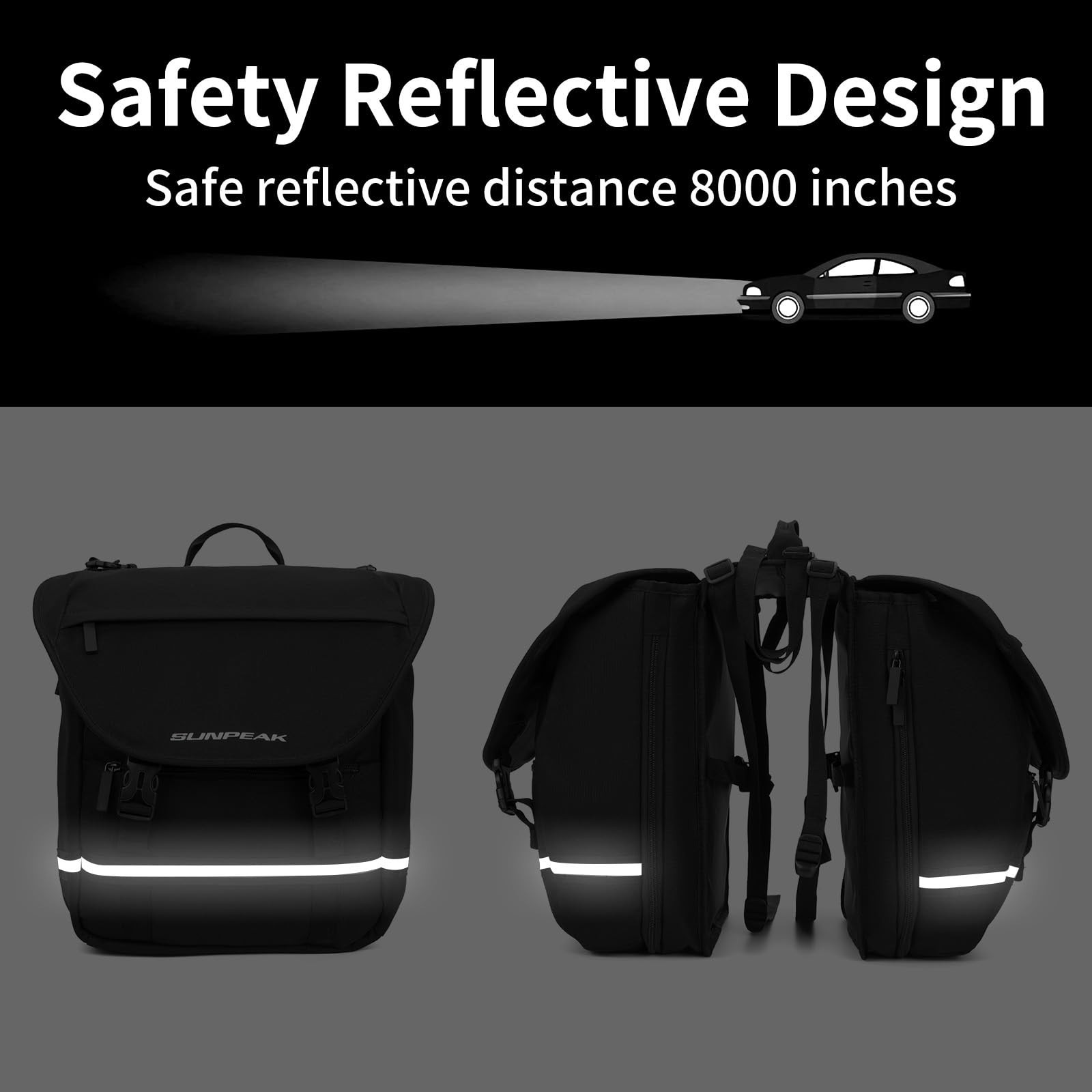 Sunpeak Bike Bag Accessories Panniers for Bicycle Rear Rack Bag 36L Waterproo…