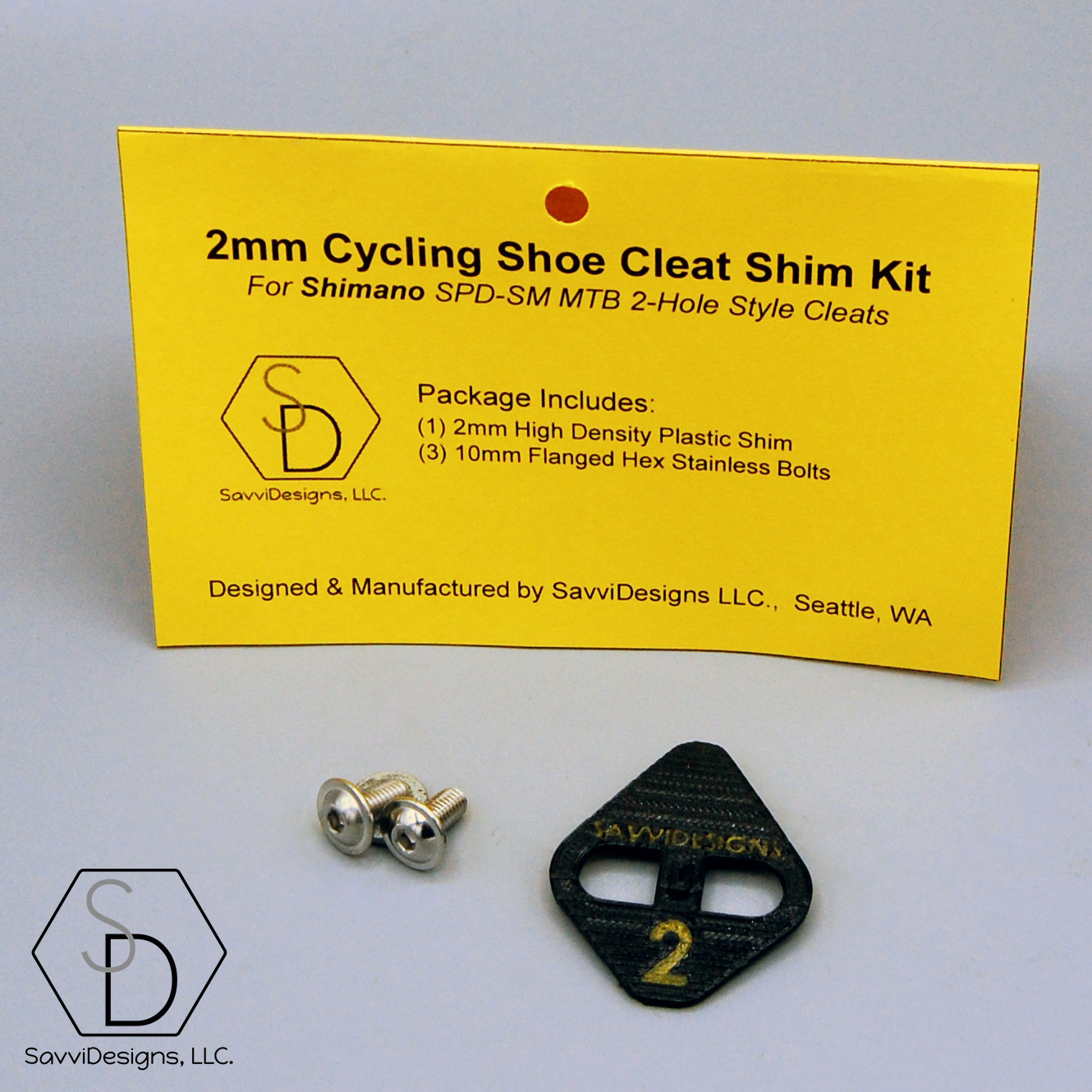 Shimano SPD – SM 2mm MTB Cleat Spacer Cycling Shoe Shim Kit – WITH BOLTS