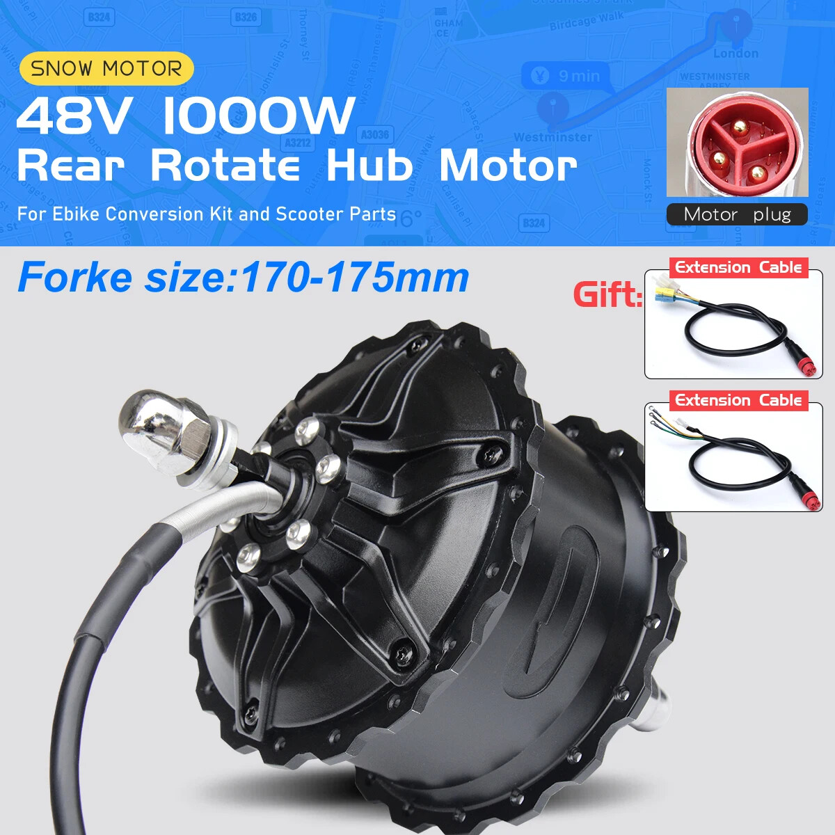 Snow E-bicycle Fat Tire Motor 48V 1000W 4.0Tyre Brushless Rear Rotate Hub Motor
