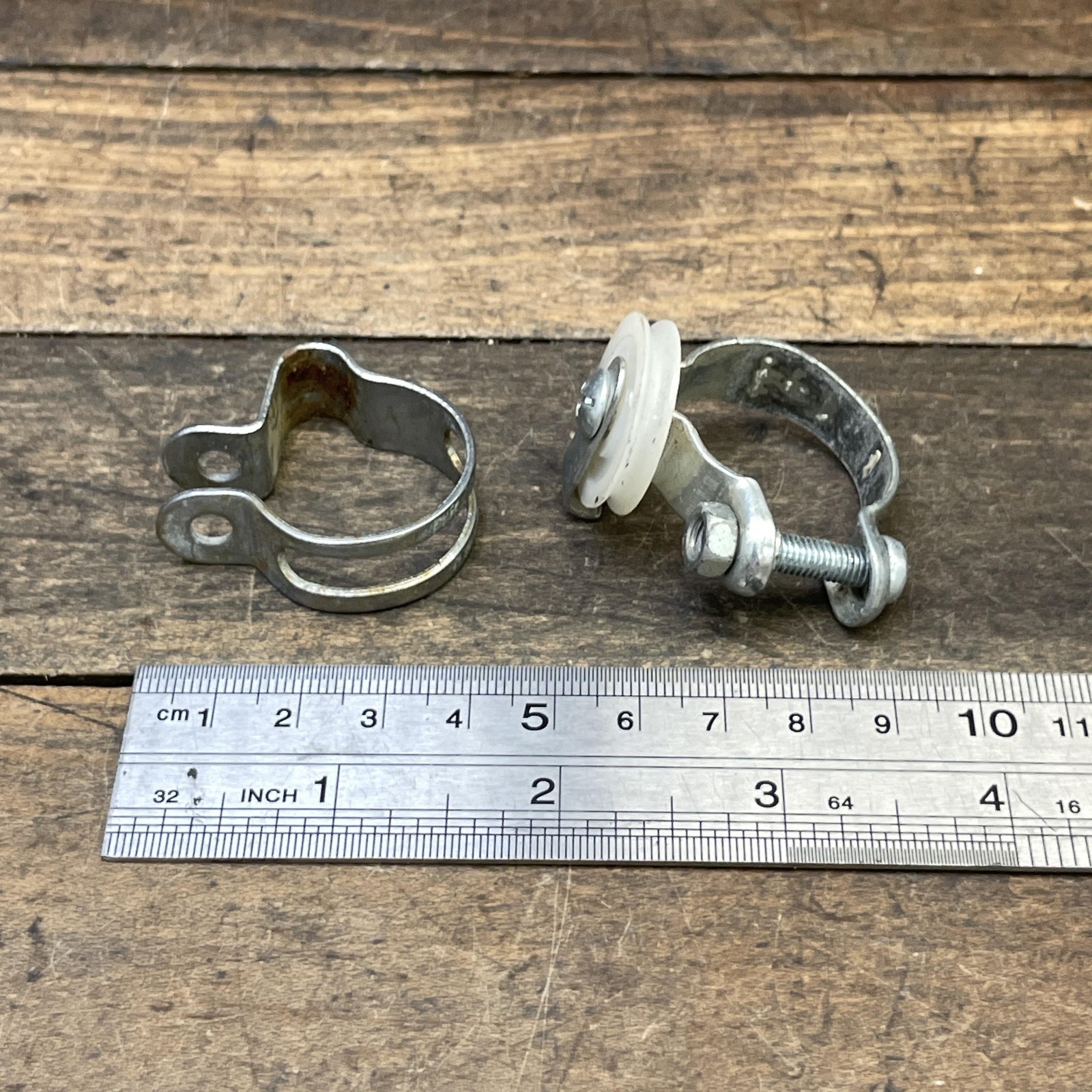 Vintage Shimano Cable Guides Pair Clamp On Pulley Silver Steel Bike 3 Speed