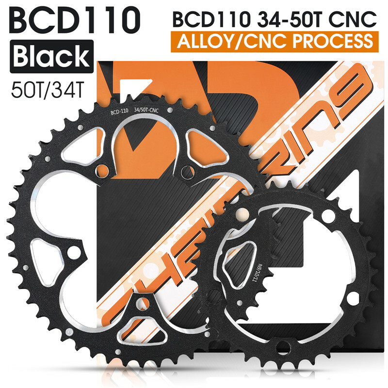 WEST BIKING Road Bike Chainring 110BCD 34T/50T Tooth Plate 8/9/10/11 Speed Black