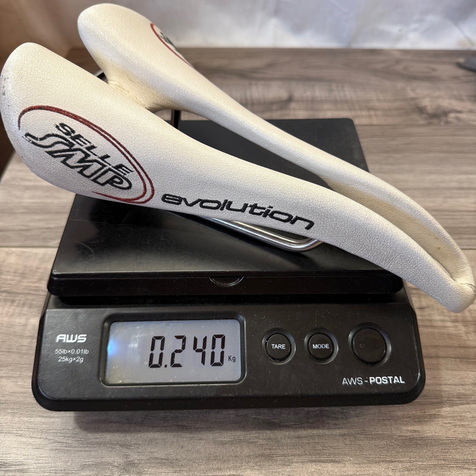 Selle SMP Evolution Saddle White Leather Stainless Steel Rails