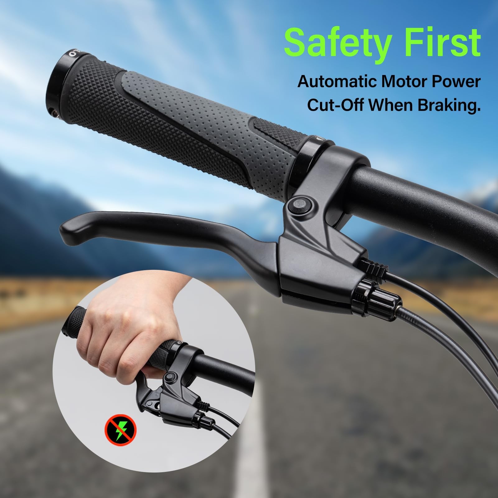 E-Bike Brake Lever Set 2 Pin Male Cut Off Power Electric Bicycle Handle