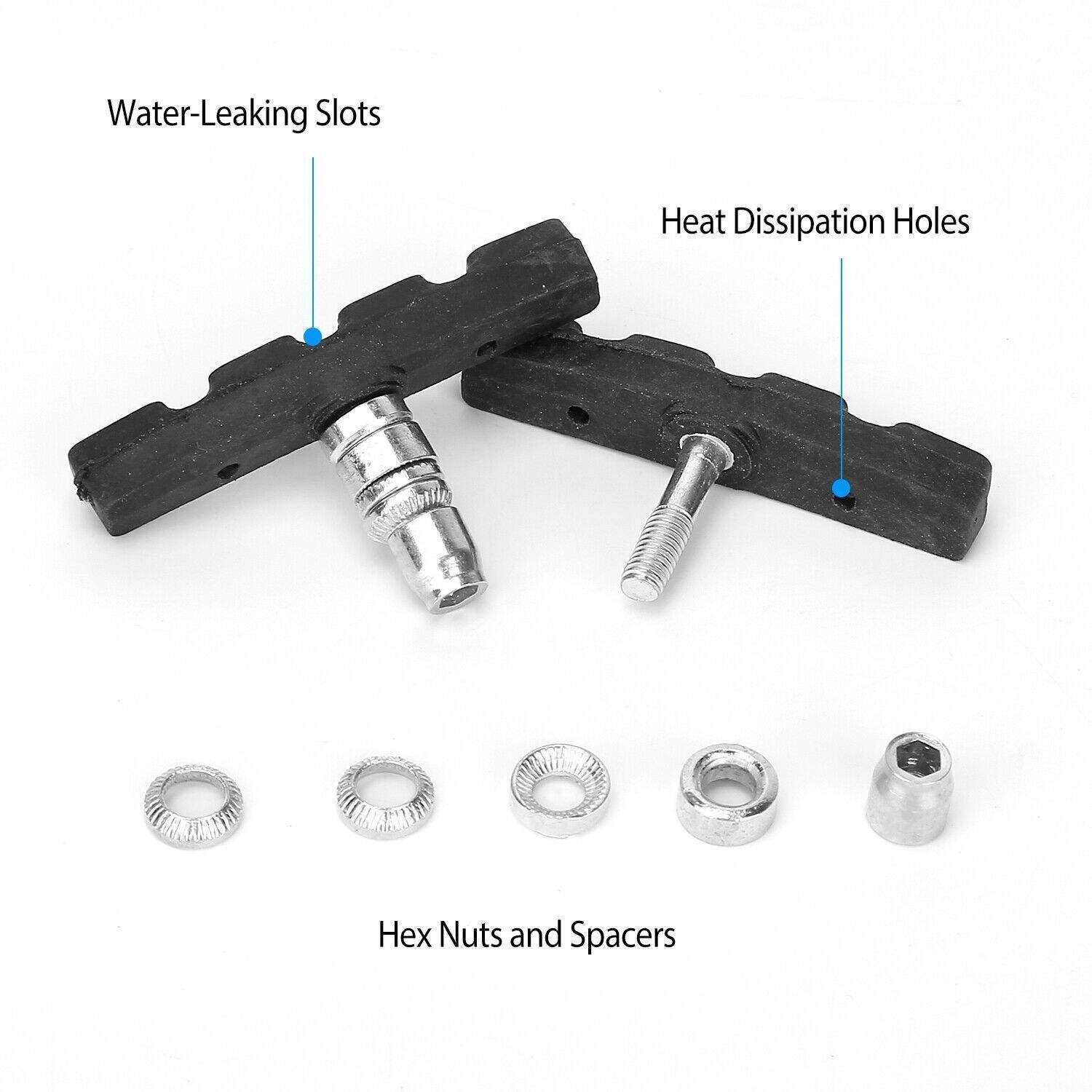 5 Pairs Bike Rubber Brake Pads Bicycle V-Brake Blocks 70mm Non-Slip Stop Caliper