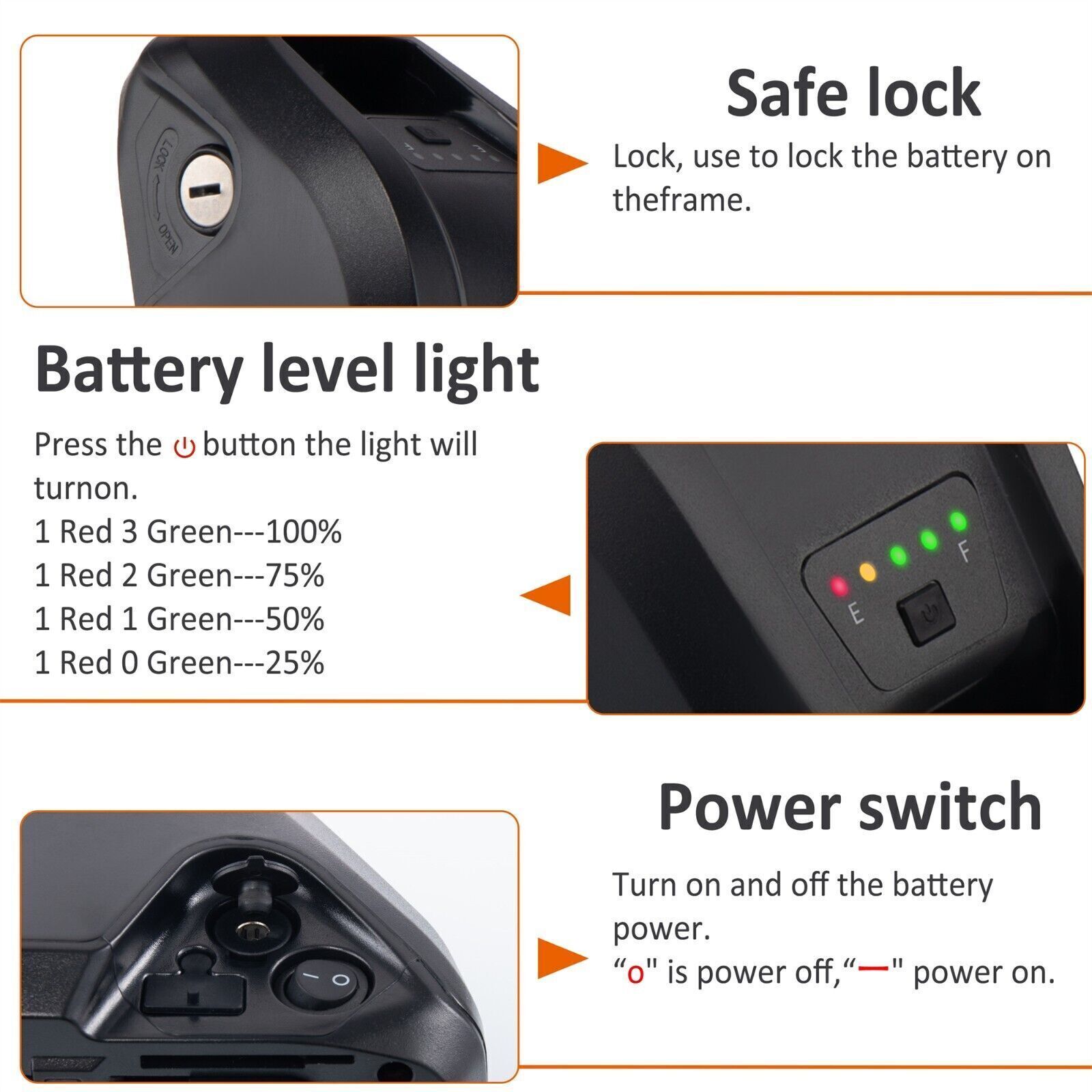 36V 48V 52V 10/15/20AH Lithium Battery BMS For 200W-2000W Ebike Electric Bicycle