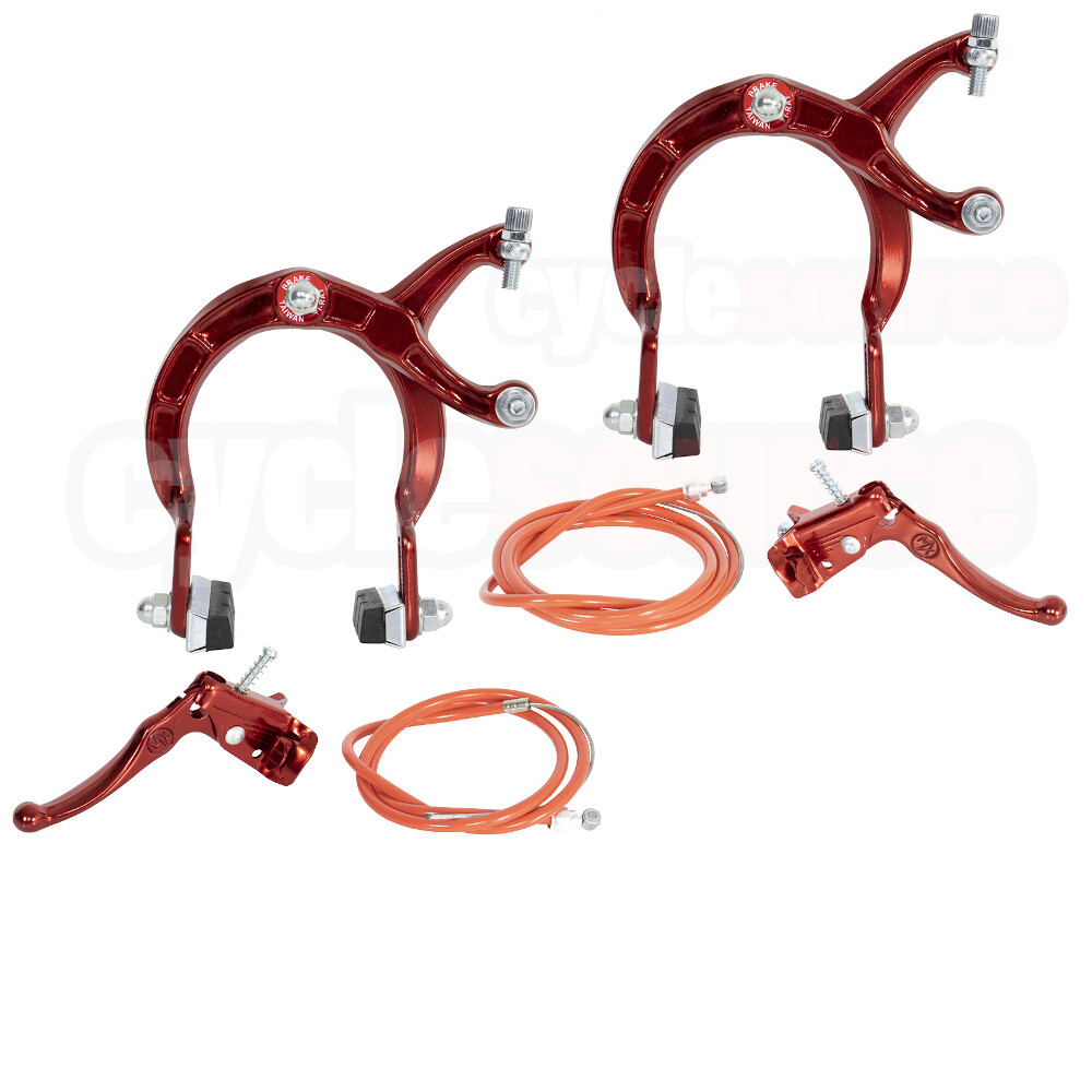 ENIX BMX Brake FRONT & REAR SET Alloy RED Bike Bicycle Caliper Cable Lever