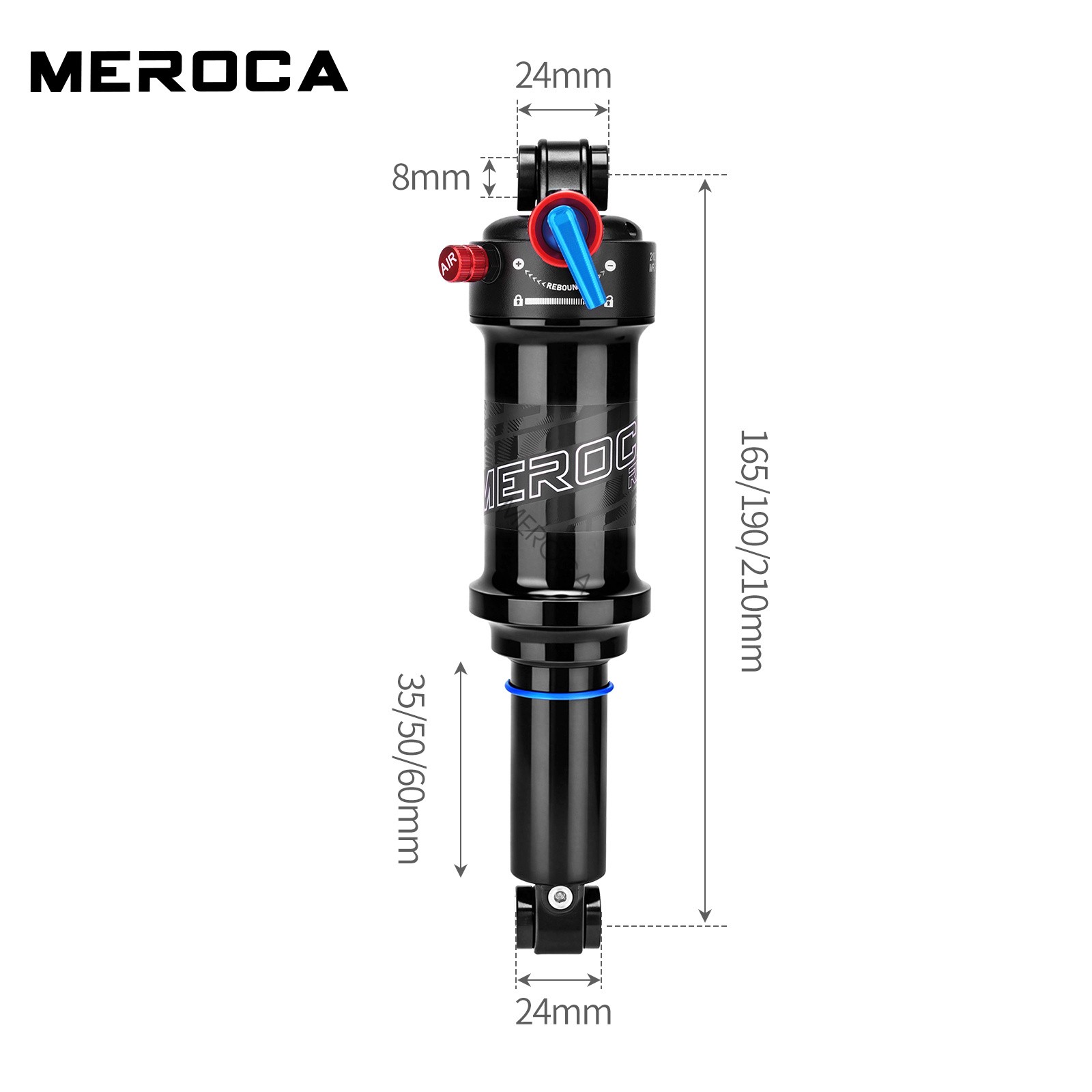 MEROCA Bike MTB Air Shock Mountain Bicycle Rear Shock Absorbers 165/190/210mm