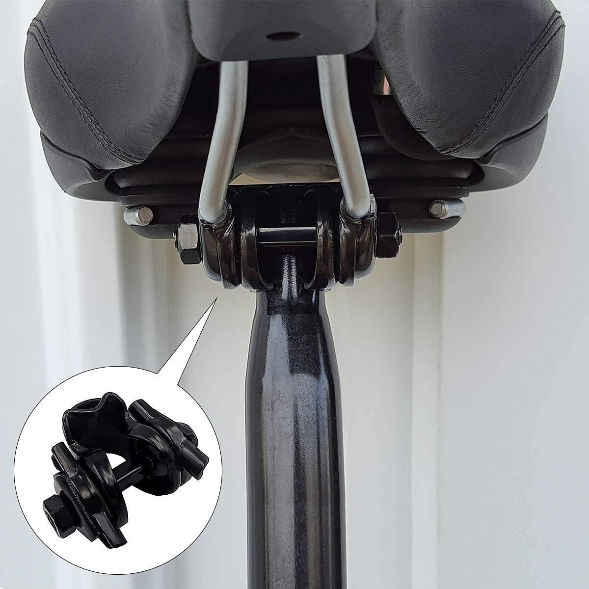 Sturdy Black Bike Seat Clamp – Ideal for Standard Rail Saddles, Compact Size