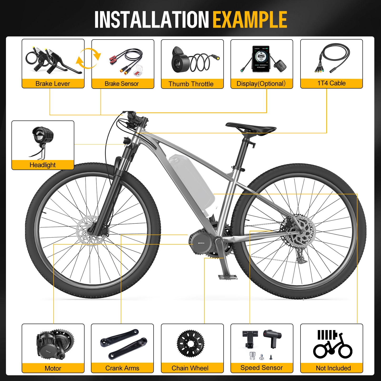 BAFANG 48V 1000W BBSHD Mid Drive Motor Conversion Kits DIY Electric Bike 20Ah
