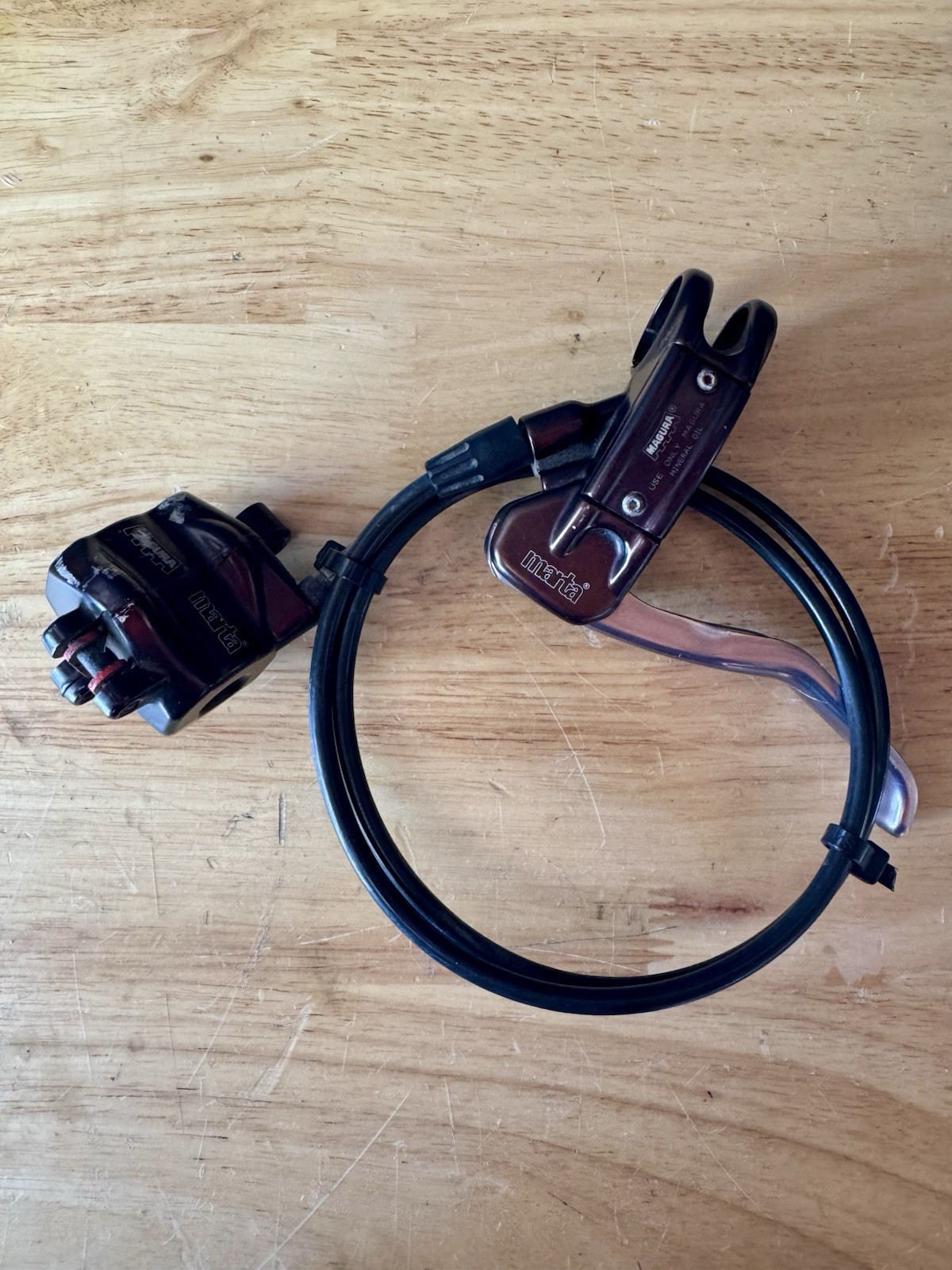 Vintage Magura Marta Hydraulic Disc Brake Set Front & Rear Brown Ano IS Mount
