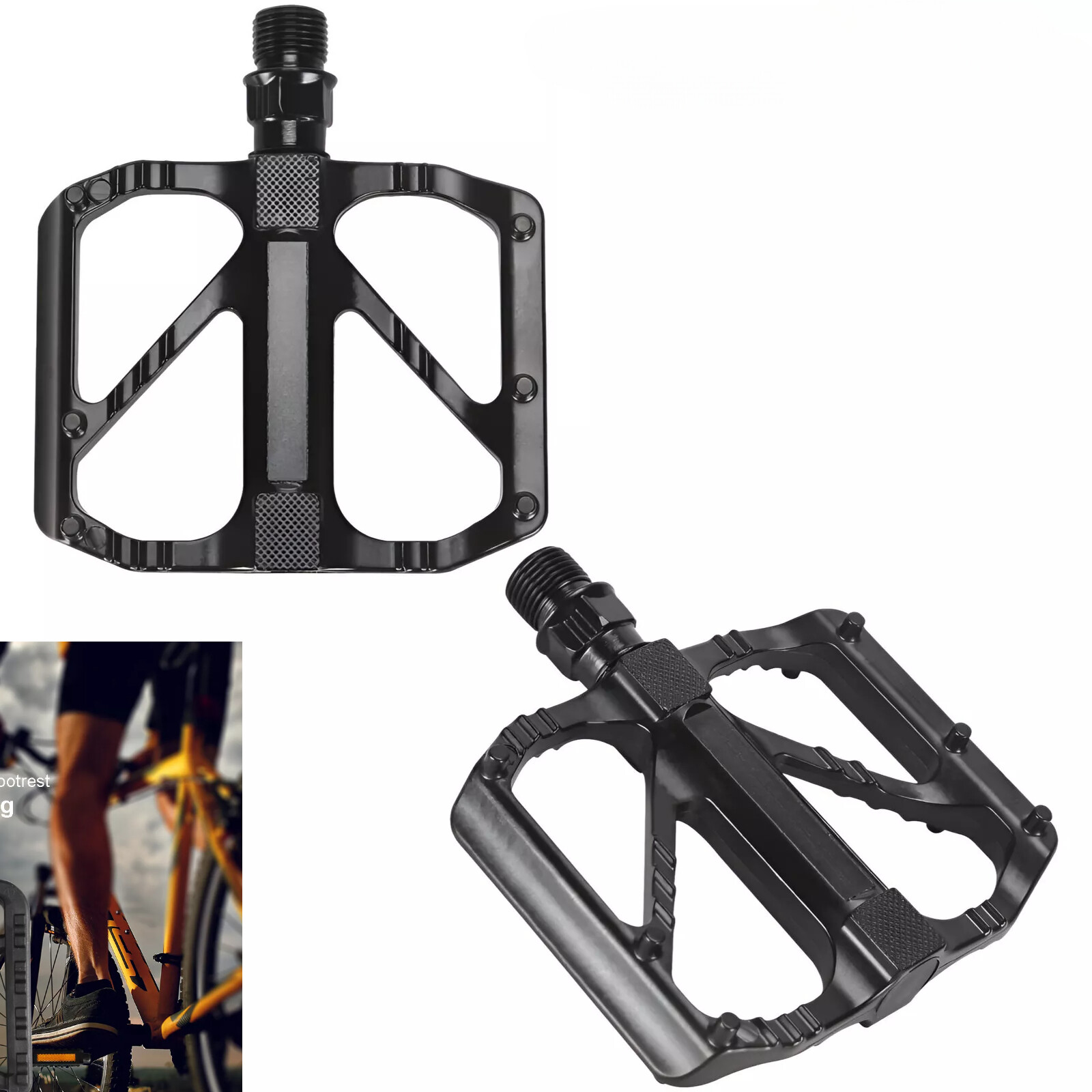 2 Pcs 9/16″ Bike Pedals MTB Road Bicycle Aluminum Alloy Non-Slip Sealed Bearing