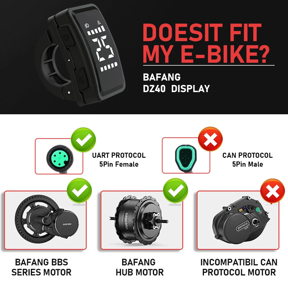 Mini DZ40 Display 24/36/48V Electric Bike Intelligent LCD Screen for Mid Motor