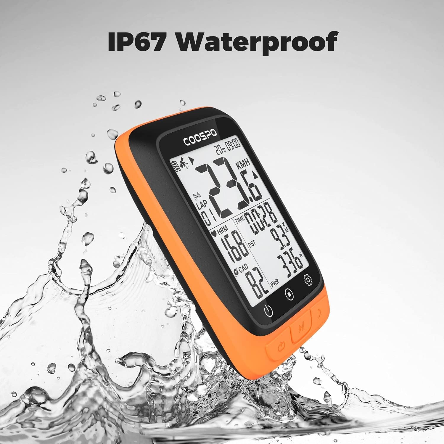 COOSPO Bike Computer Wireless GPS, Cycling GPS Tracker Orange