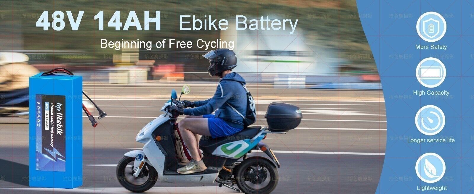 48V 14Ah Lithium Battery For 500W 750W 1000W 1500W EBike Electric Bike Bicycle