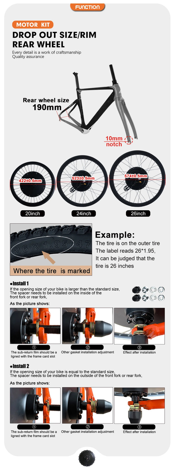 48V 2000W EBike Fat Tire Conversion Kit 4.0Tyre Rear Hub Motor Wheel Snow Bike