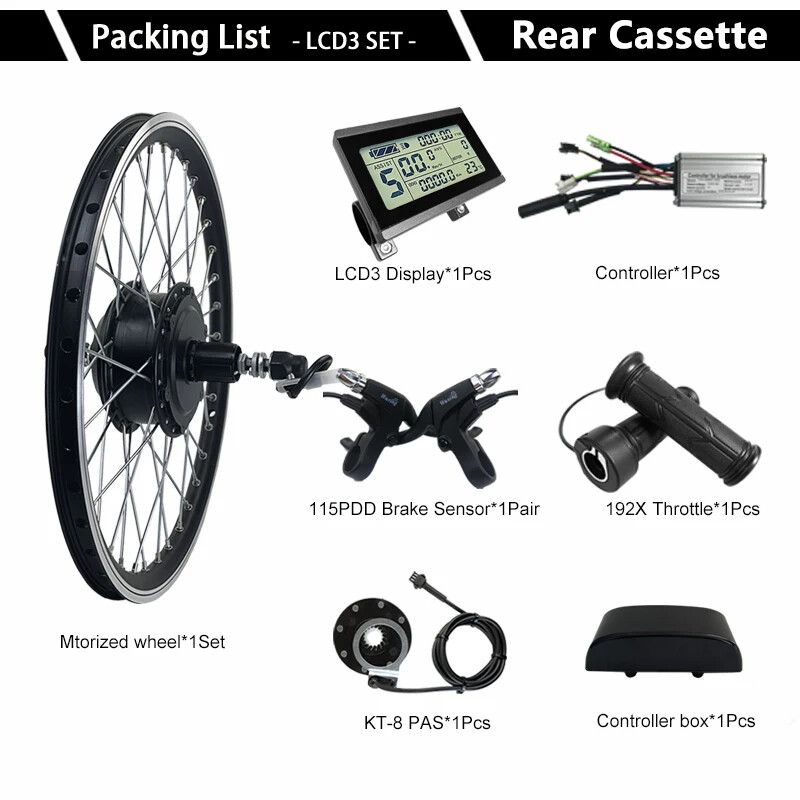250W/350W/500W 36V 48V E-bike Conversion Kit Rear Cassette Wheel Hub Motor Kit