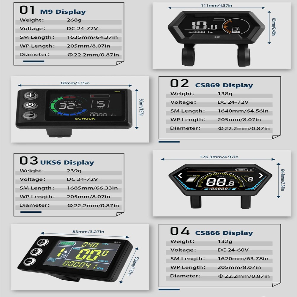 36V 48V 52V Electric Bike Controller Sinewave with LCD Display & Pedal Sensor