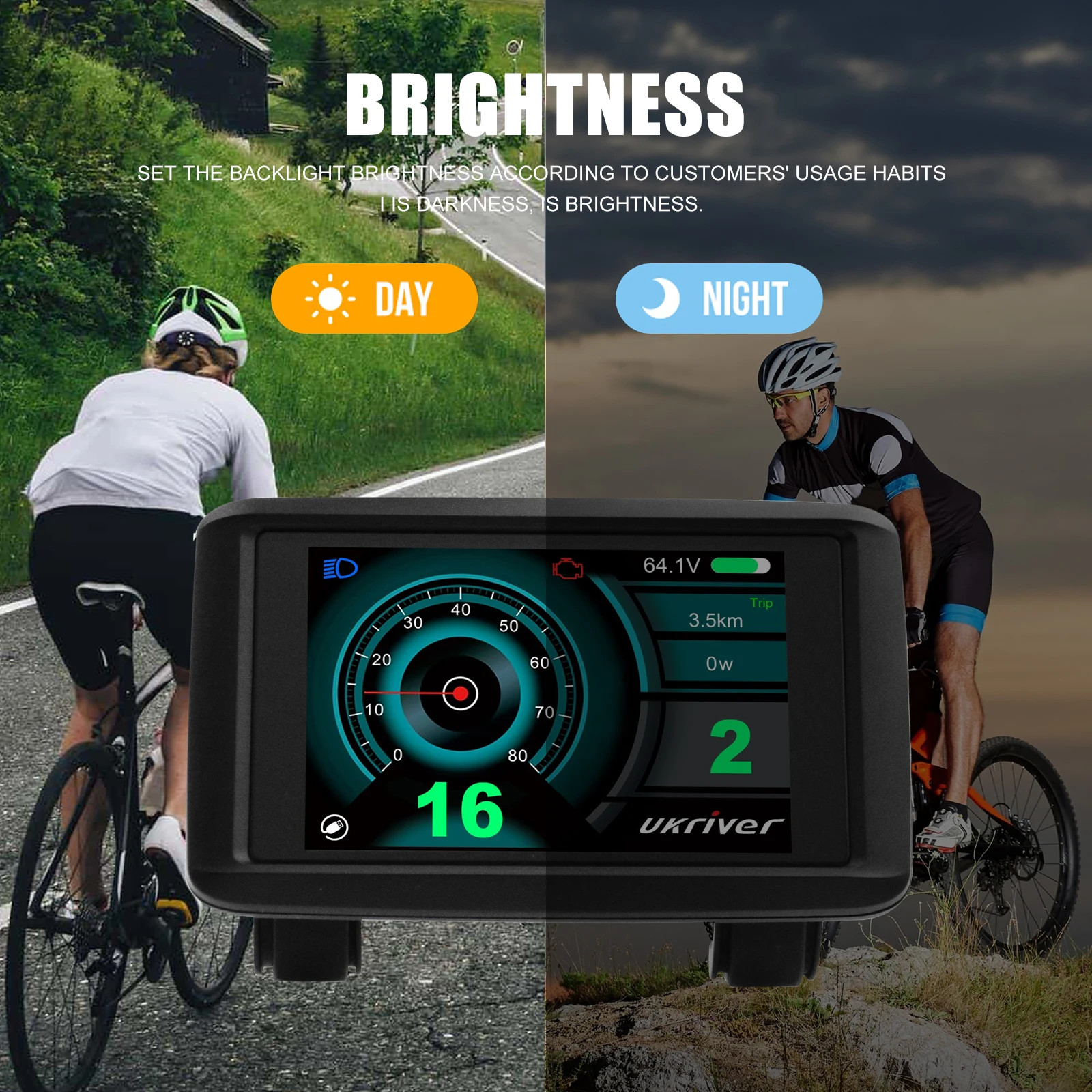 24V-72V Electric Bicycle Lightweight Waterproof Display for Mid Drive Motor