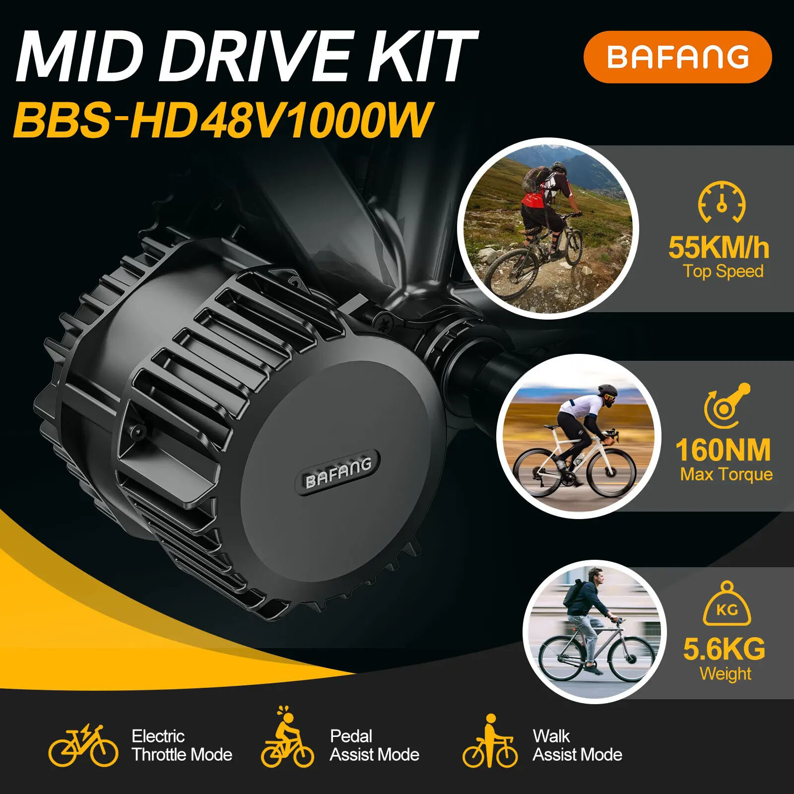 BAFANG 48V 1000W BBSHD Mid Drive Motor Conversion Kits DIY Electric Bike 20Ah