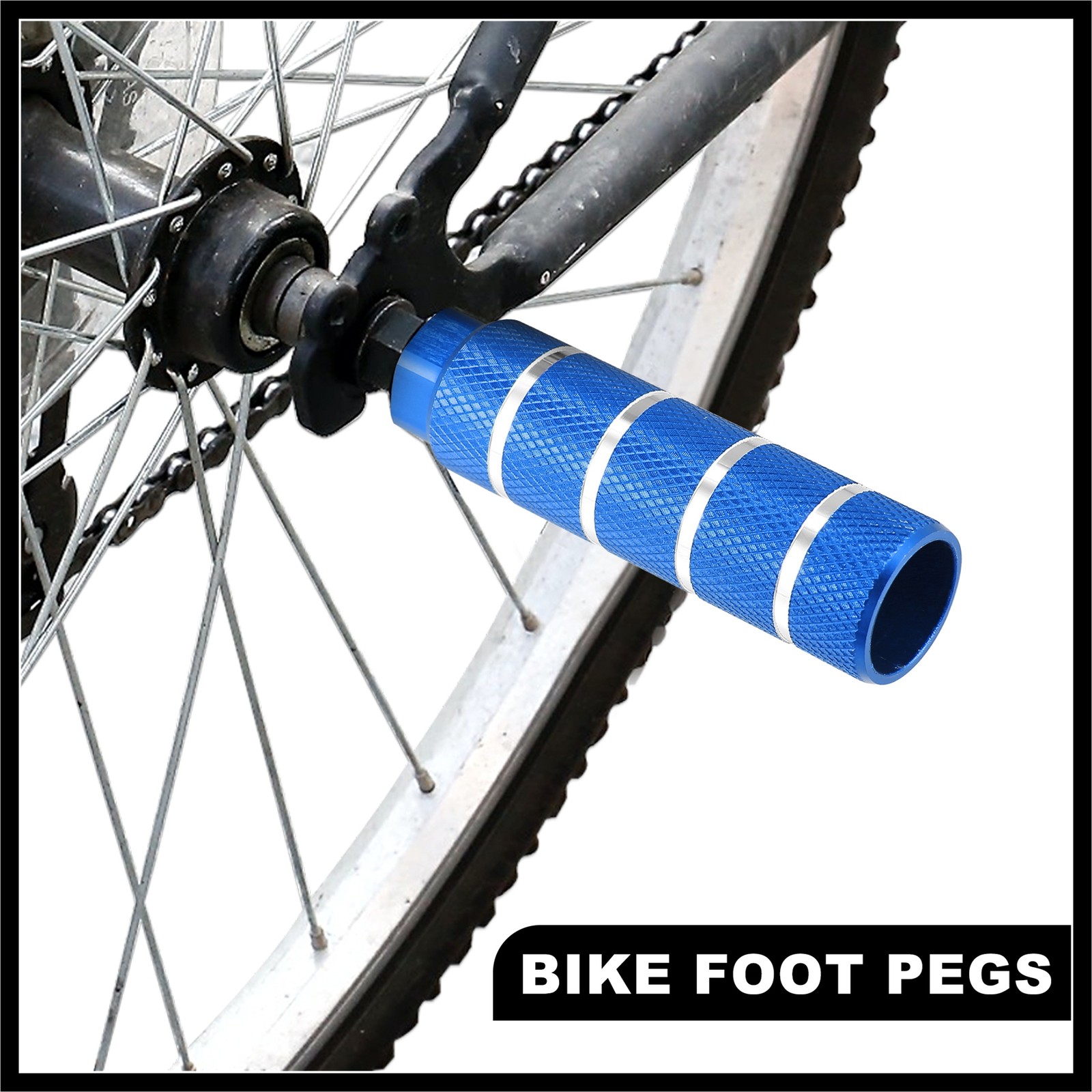 4 Pcs Aluminum Alloy Rear Foot Pegs Blue for BMX MTB Bike Fit 3/8 inches Axles