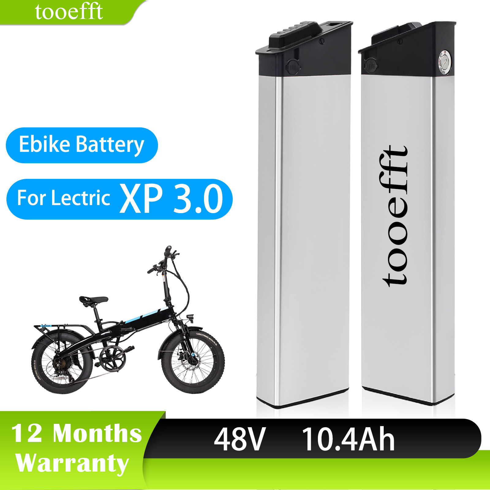 tooefft 48V 10.4Ah Folding Electric Bicycle Bike Batteries for LECTRIC XP 3.0