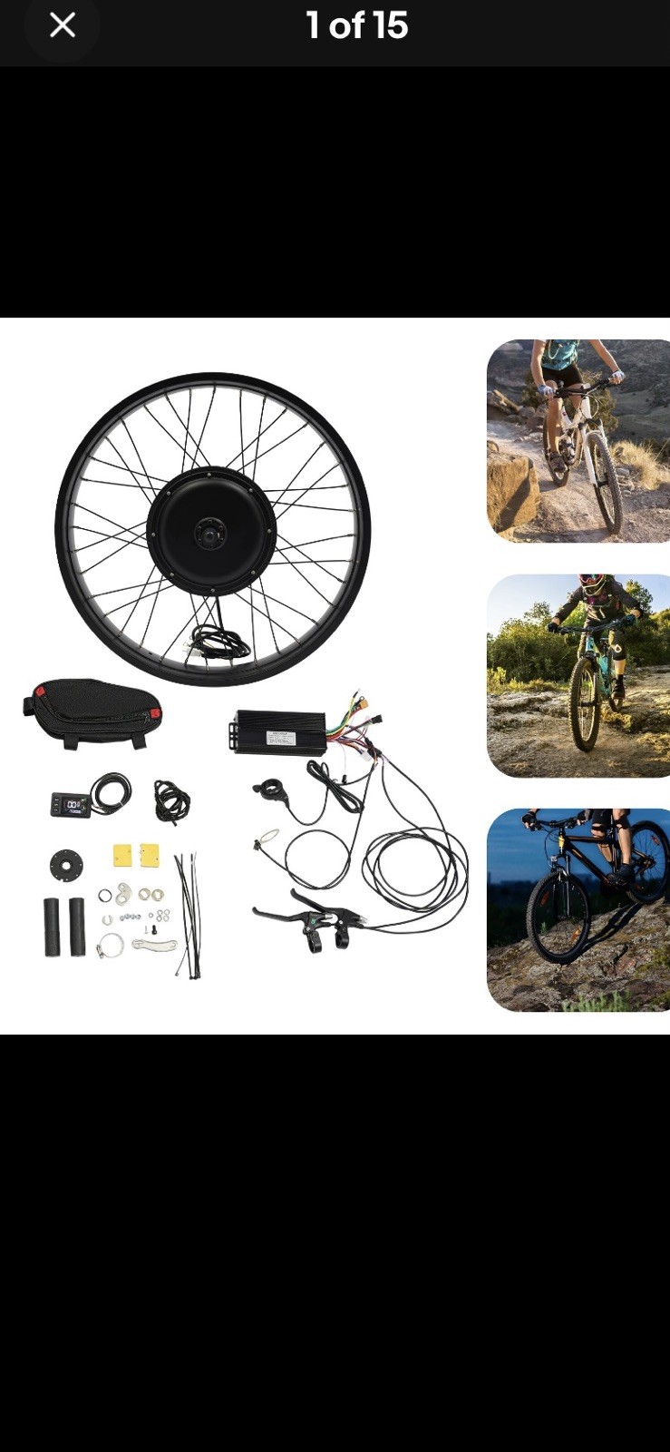 26×4″ 48V Electric Bicycle Front Wheel Hub Motor LCD E-Bike Conversion Kit 1500W