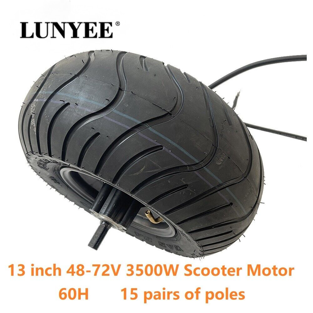 13 inch 48V 60V 72V 3500W 60H Wide Hub Motor Fat Road 13×6.50-6 Scooter