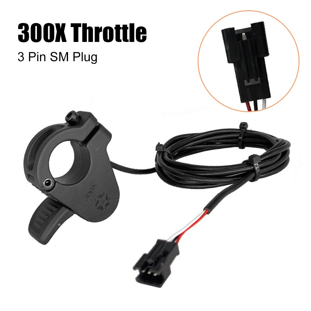 eBike Thumb Throttle 300X 3Pin 24V-72V Right/Left Hand Throttle SM/WP Plug