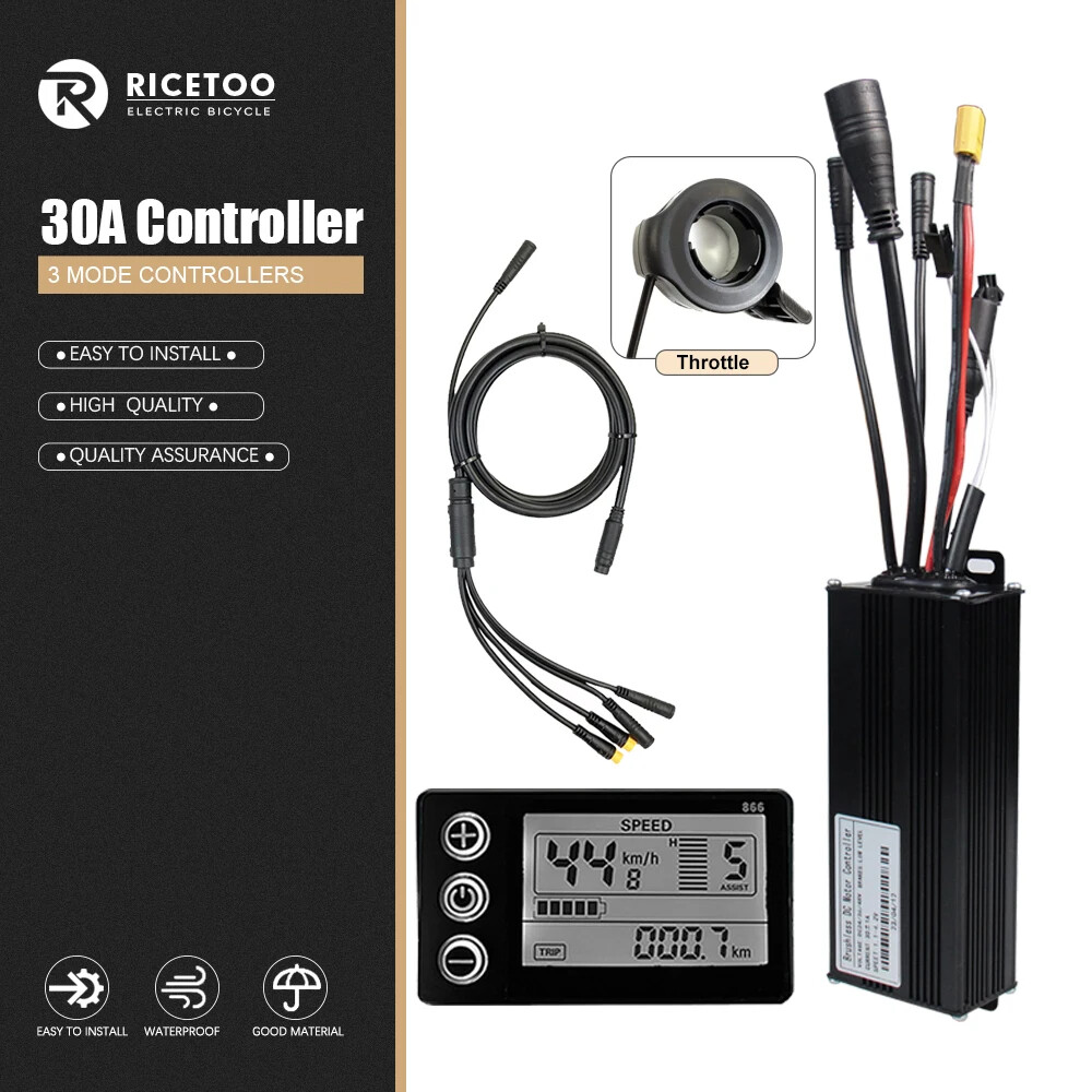 Three-Mode Electric Bike Controller 17A 26A 30A 40A 36/48V with S866 LCD Display