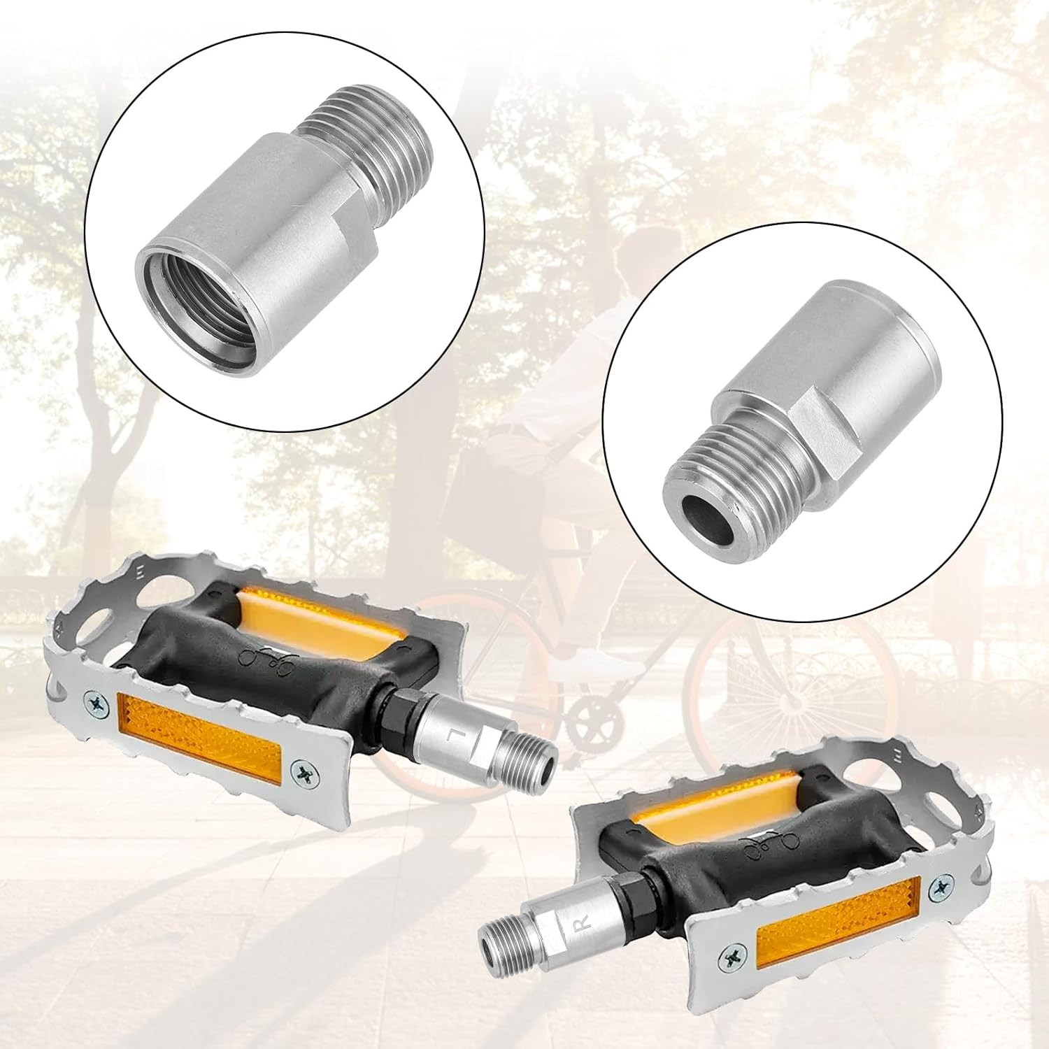 Bike Pedal Extenders, 1 Pair Steel Bicycle Pedal Adapter Extended Fit 9/16 Inch