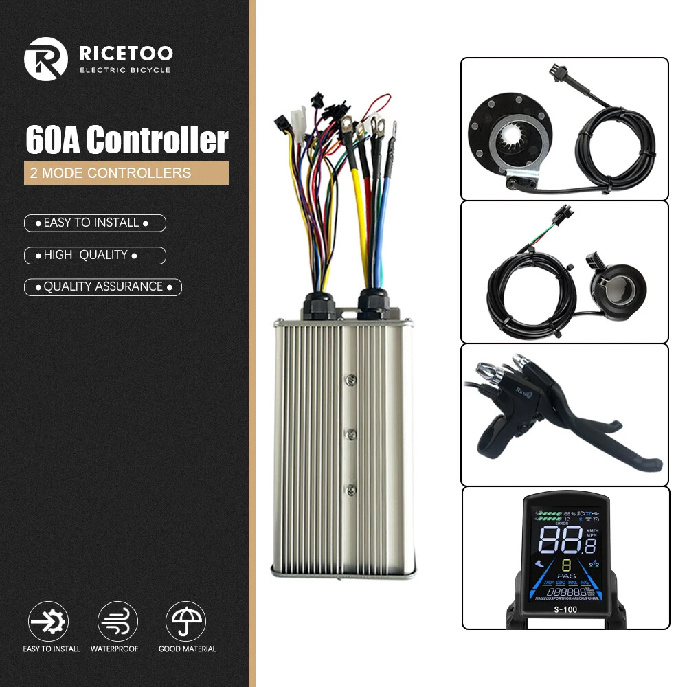60A Sine Wave Controller 48V 52V 60V 72V with Lock Light Ebike Conversion Kit