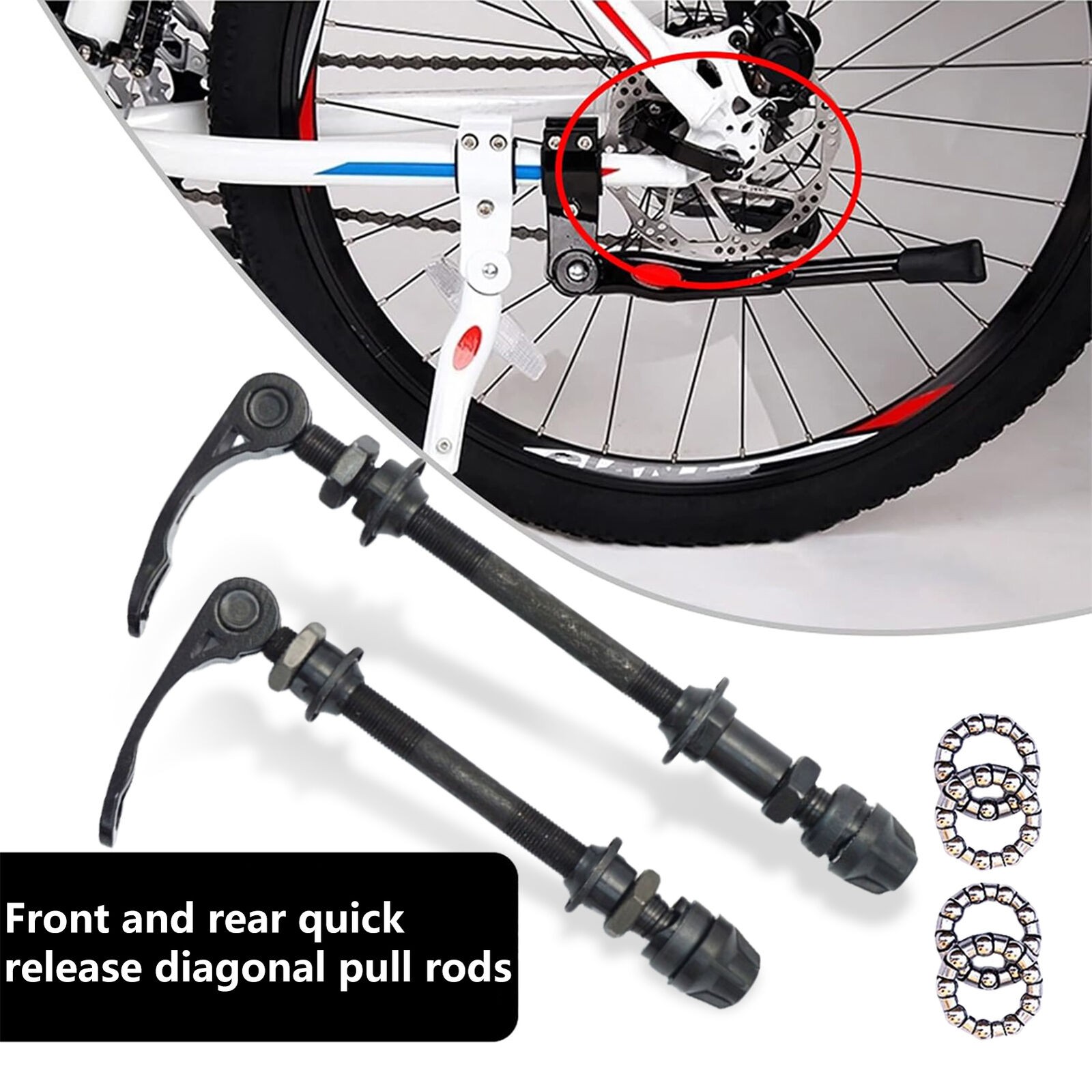 8PCS/Set Steel Bicycle Hub Bearings And Bike Axle Front Rear Quick ReleaseSkewer