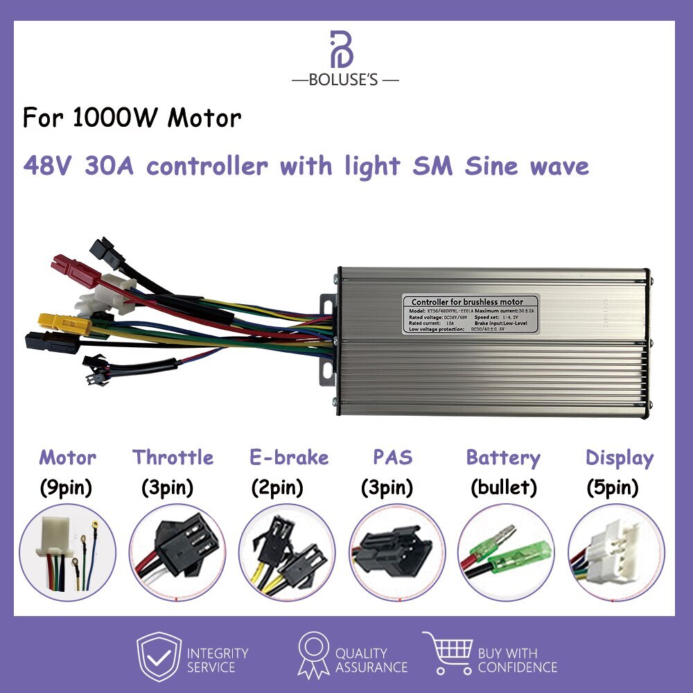 Sinewave Controller 15A-50A E-bike Controller for 250W-3000W SM/Waterproof Plug