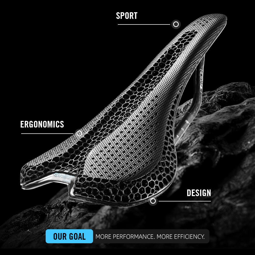 3D Printed Bike Road MTB Saddle 190g Ultralight Full Carbon Fiber Rails 7x9mm