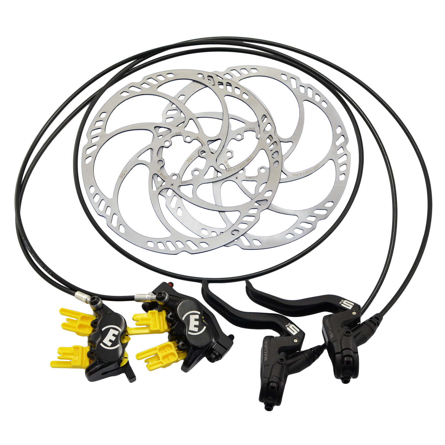 Magura MT5 4-Piston Post Mount Hydraulic Disc Brake Set w/ 203mm Rotors (F+R)