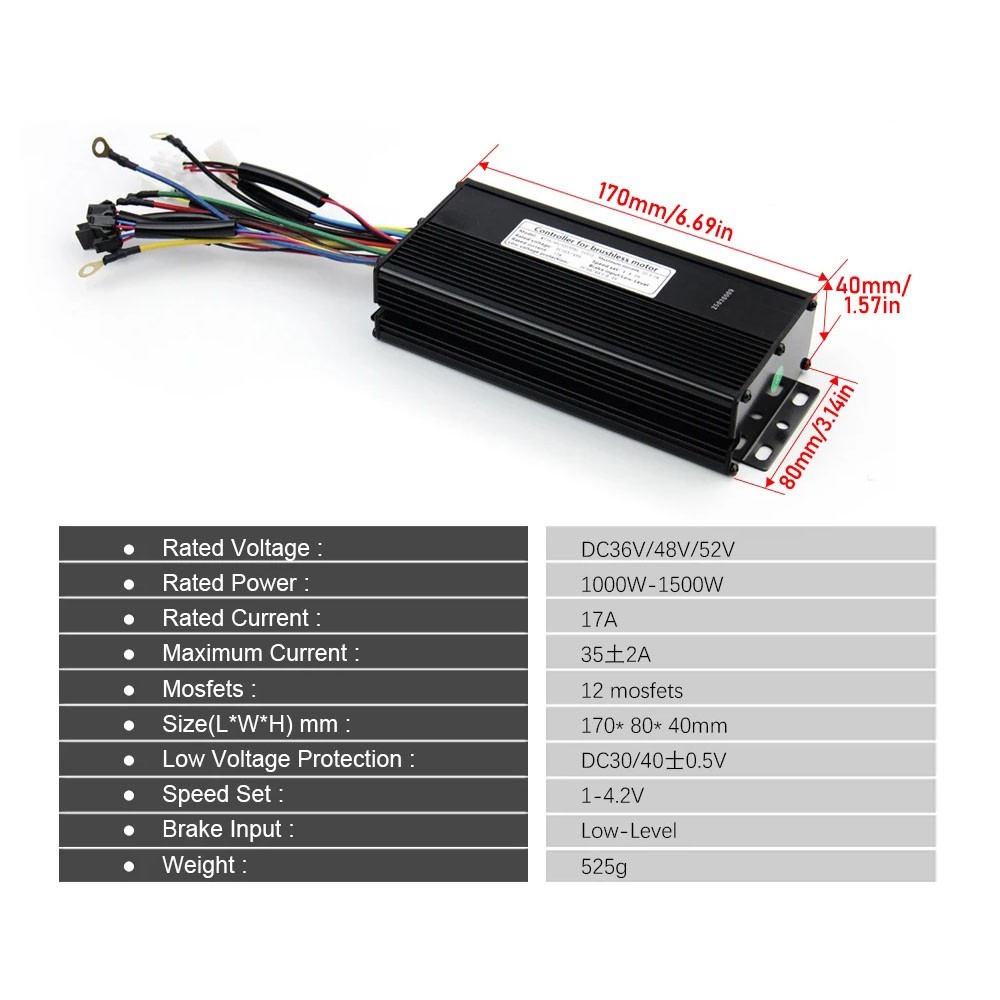 36V/48V/52V E-bike KT 35A Sine Wave Controller w/LCD Display+Thumb Throttle Kits