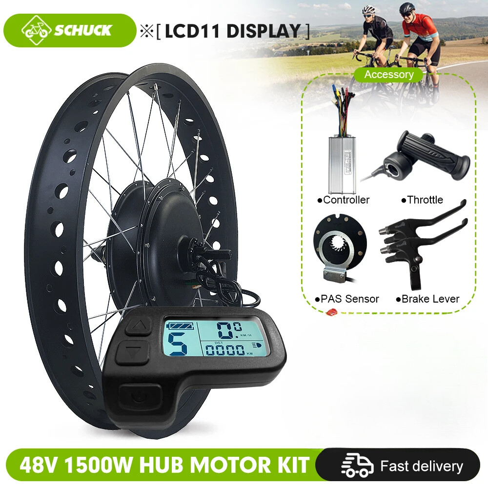 48V 1500W Snow E-bike Fat Brushless Gearless 20 24 26inch Rear Rotate Hub Motor