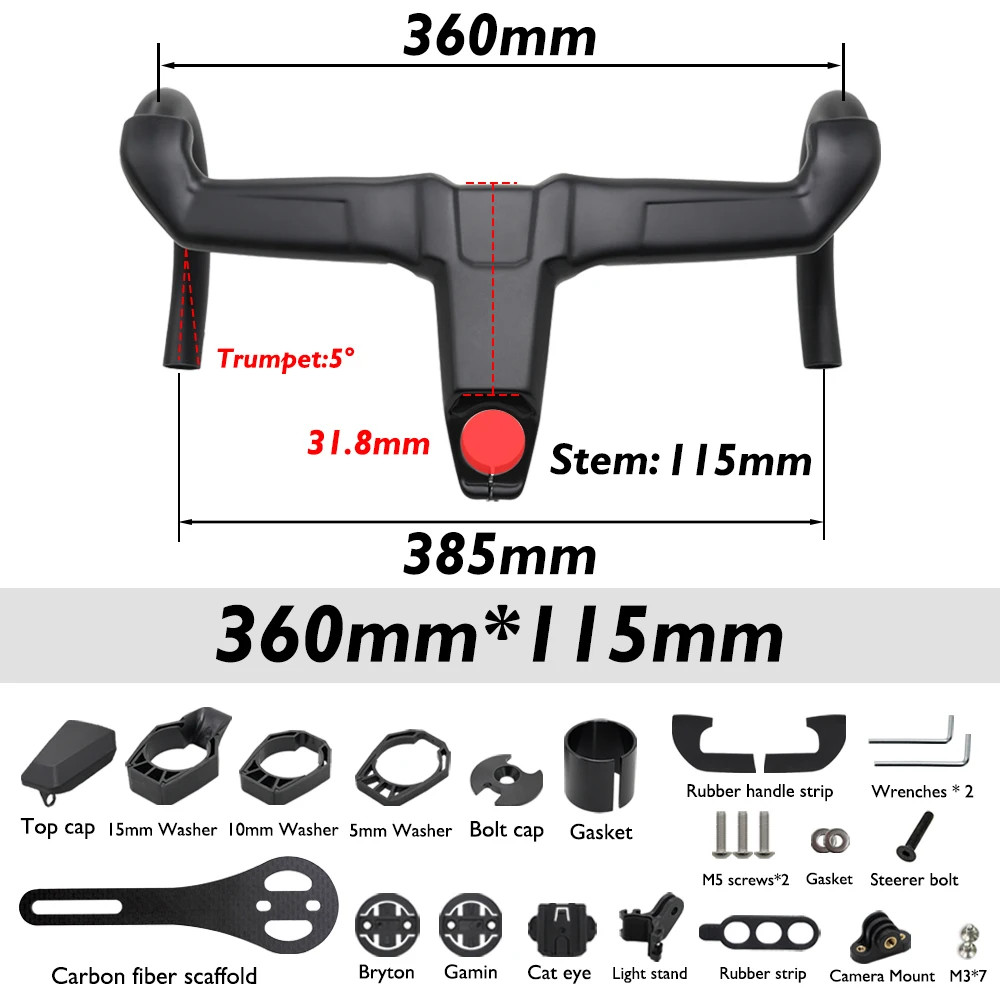 Integrated Carbon Aero Road Drop Handlebar Comfort Wide Stem for Road Bike
