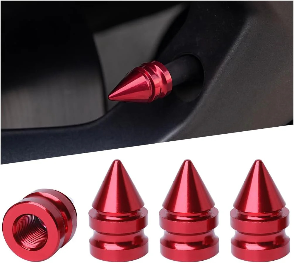 Car Tire Valve Stem Caps, 4PCS Spike Style Aluminum Alloy Leakproof Vehicle Whee