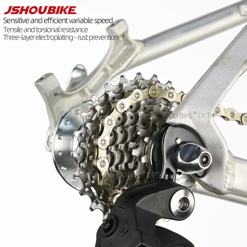 JSHOUIKE 1/6/7/8/9/10/11/12Speed Chain Mountain Road Bike Electroplating rust p