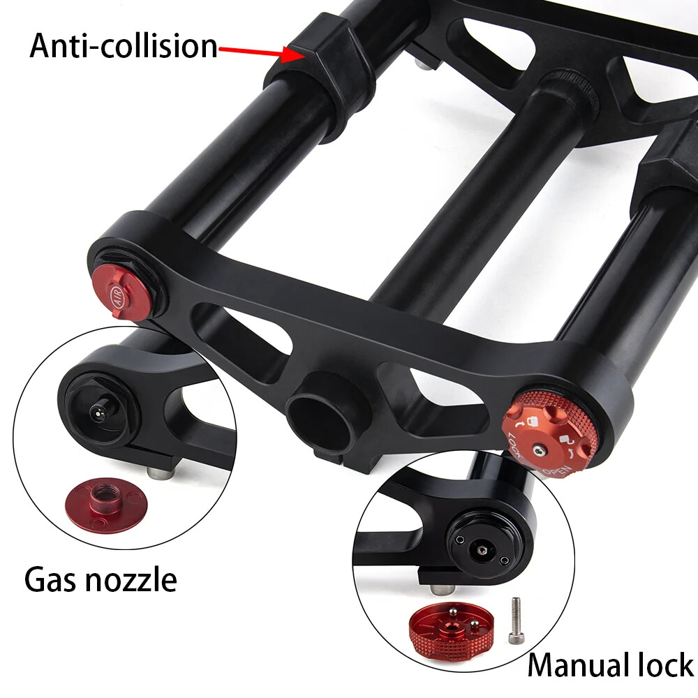 Double Shoulder Snow Fat Bike MTB Bicycle Air Suspension Fork Straight Tube
