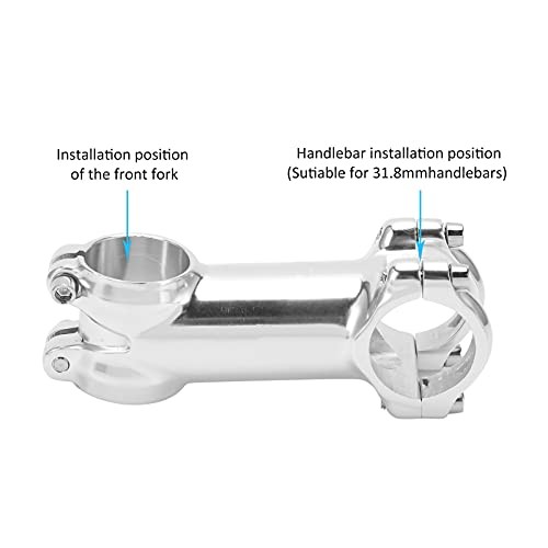 Stem, Silver Road Stem Handlebar Stem for 31.8x80mm for 28.6mm Front Fork