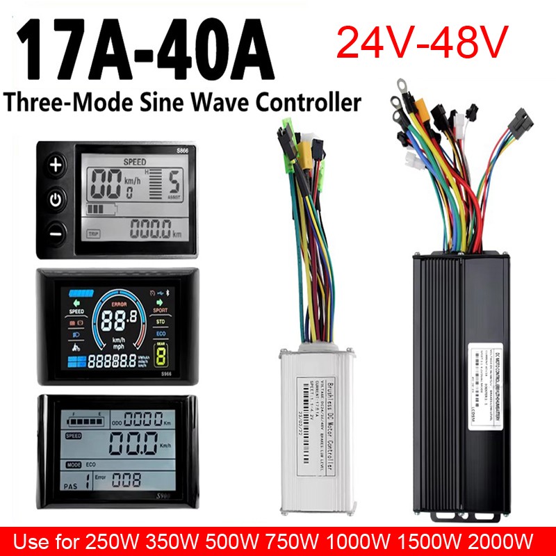 E-bike Three-Mode Sine Wave Controller 24V-48V 17/26/30/40A with LCD Display Set