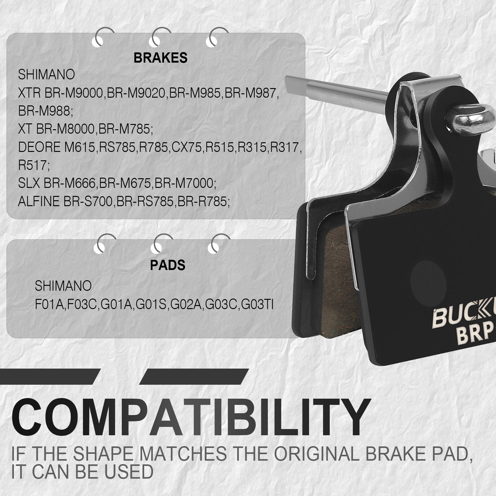 BUCKLOS BRP-03 Disc Brake Pad Resin Sintered-metal Ceramic MTB for Shimano G01S