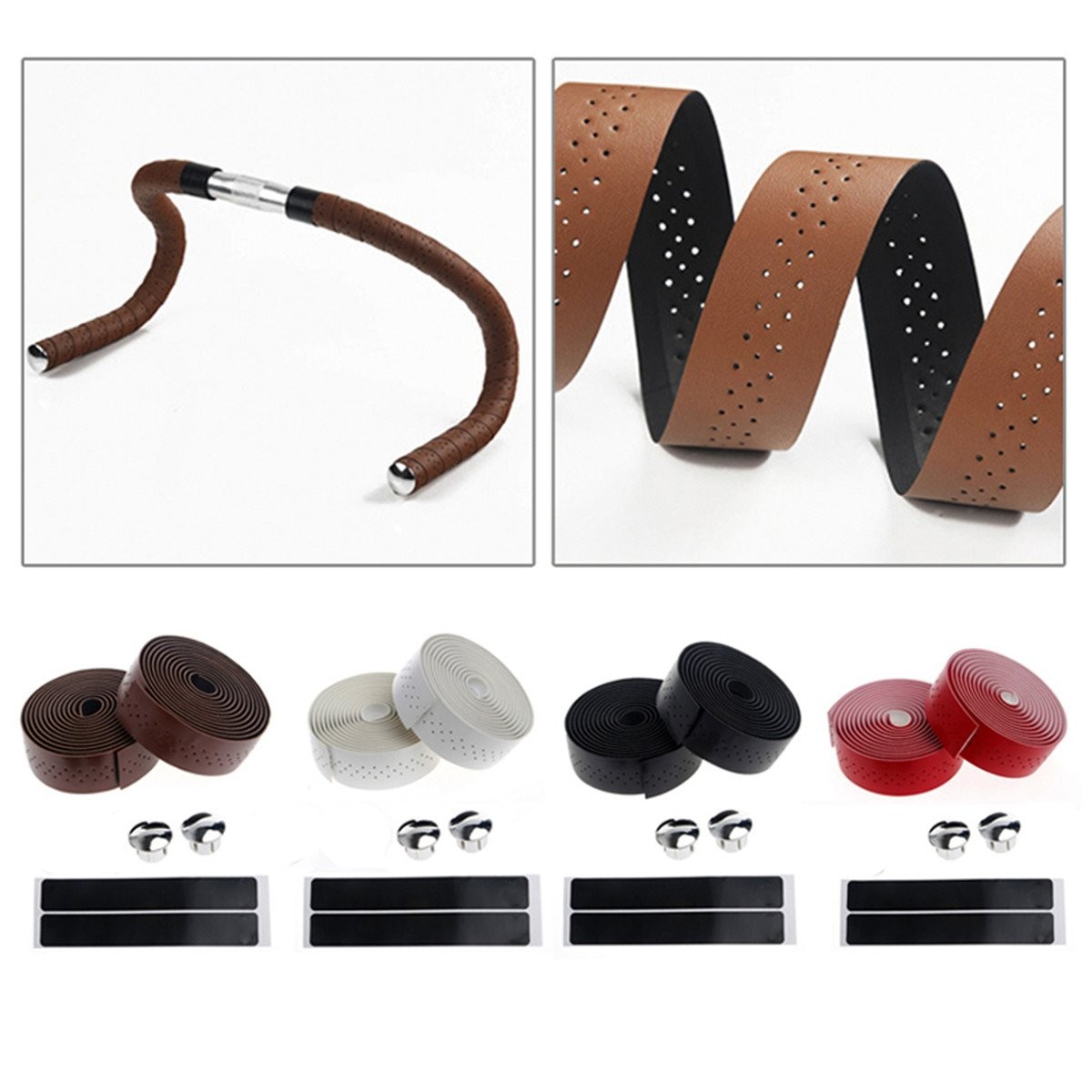 Vintage Leather Handlebar Tapes Road Bike Motorcycle Bicycle Grip Wrap
